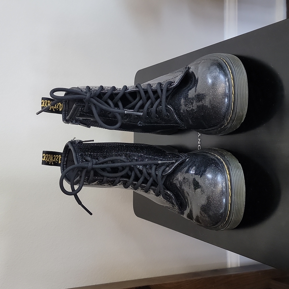Kids Children's Sparkle Black Patent Leather Dr Martens UK 3 Women's 5 Men's 4